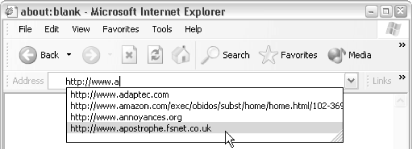 Autocomplete lets you choose among the most frequently accessed web sites so you don’t have to type them every time