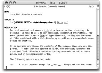 To move on to the next man screen, press the Space bar. To go back, press the up arrow key or the B key. To close the manual and return to a prompt, press Q. You can also search for a certain phrase by typing a / (to produce the "find what?" prompt); thereafter, type n to find the next occurrence.