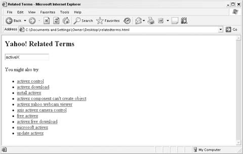 Yahoo! related terms for “activeX”