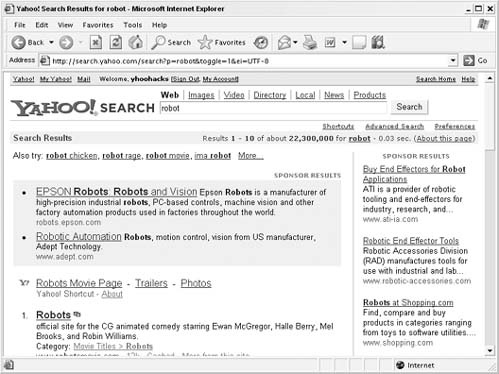 “Also try:” related suggestion on Yahoo! Search results
