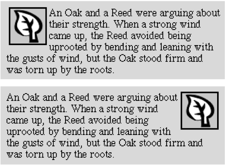 Text wraps around floated images