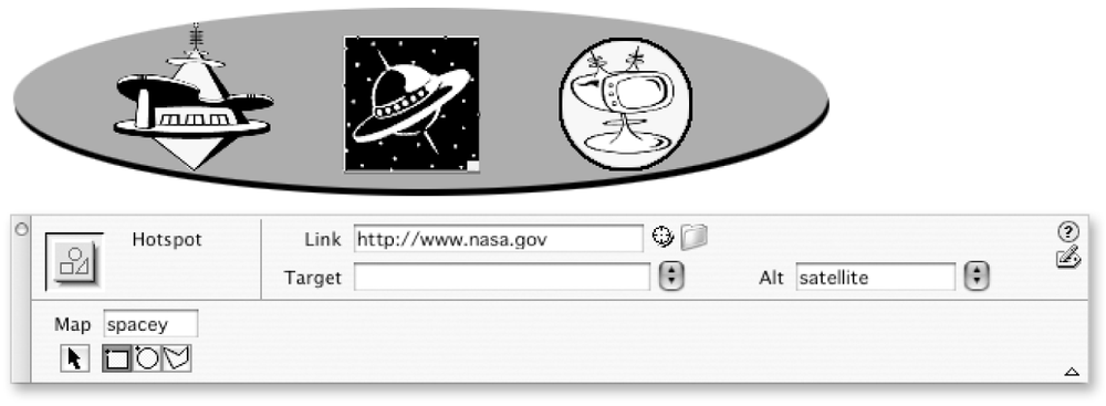 Creating map information (shown in Dreamweaver MX)