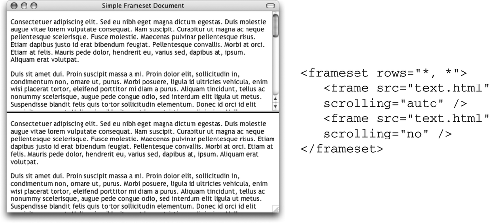 Setting scrollbars with the scrolling attribute