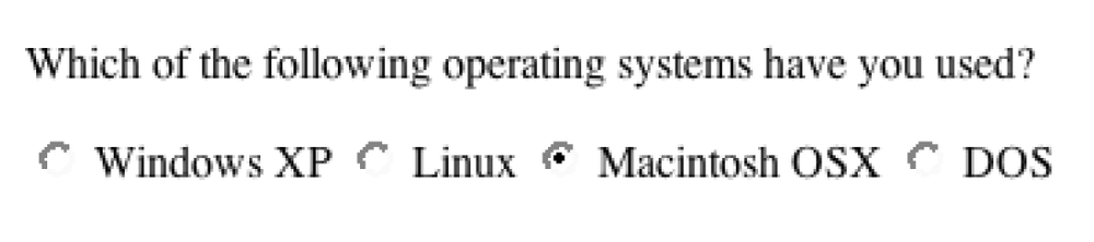 Only one radio button in a group may be selected
