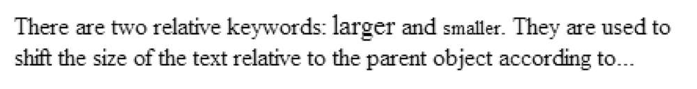 Relative size keywords