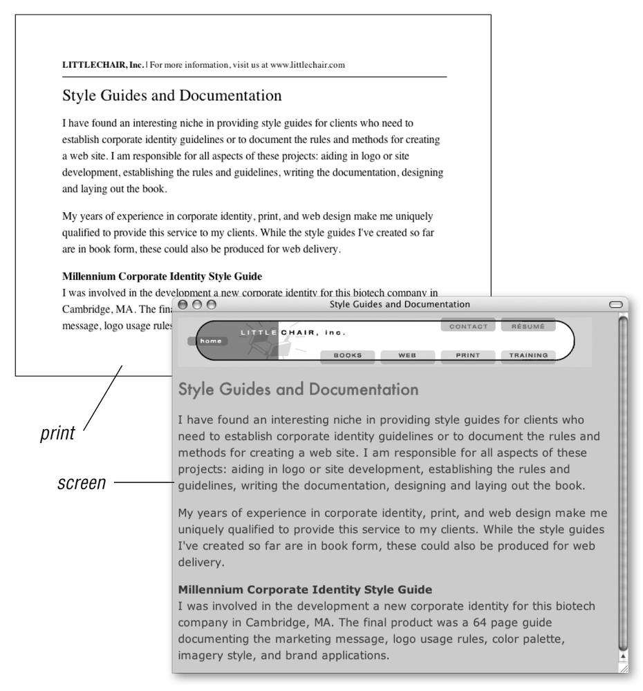 Media-specific style sheets at work