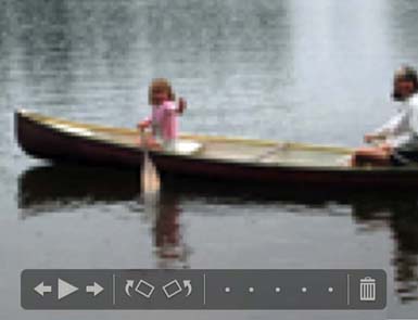 Here’s an example of what happens when a 320 x 240–pixel photo ends up in a slideshow. Projected at full screen dimensions, a photo that looks great at its normal size becomes jaggy-edged and fuzzy—unflattering to both subject and photographer. If you plan to use your photos in a slideshow, make sure your digital camera is set to capture pictures that are at least 1024 x 768 pixels.