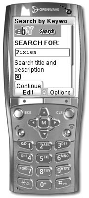 Use eBay’s WAP-enabled web site to search current listings from your cell phone