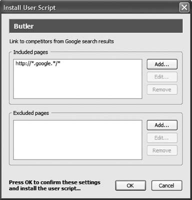 Butler installation dialog