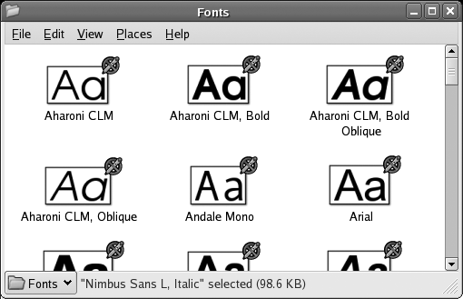 Font display in GNOME’s Nautilus file manager