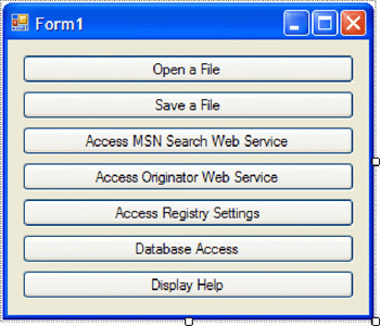 Populating the default Form1 with Button controls