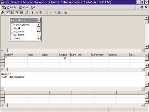 Using the Query Designer - Microsoft® SQL Server™ 2000 Unleashed ...