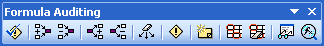 The Formula Auditing toolbar provides access to most of Excel's auditing features.