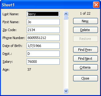 The Form command generates a no-frills dialog box for manipulating information in a list.