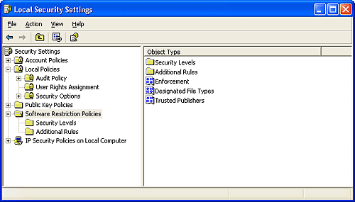 Software Restriction Policy configuration