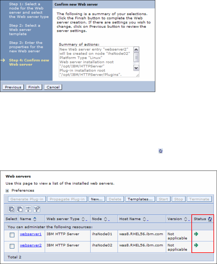 Viewing the status of a web server - WebSphere Application Server V8 ...