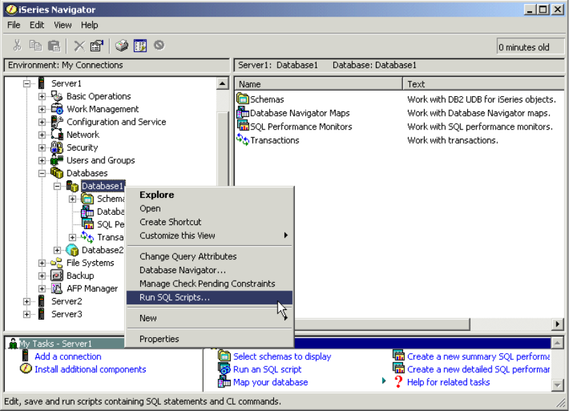 Run SQL Scripts (1/6) - DB2 Universal Database for iSeries ...
