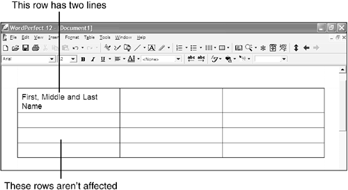 Working with Tables - Absolute Beginner's Guide to WordPerfect® 12 [Book]
