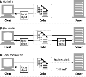 Cache hits, misses, and revalidations