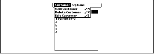 Application menubar, menus, and menu items