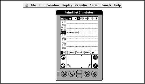Datebook running as a Simulator application on Mac OS