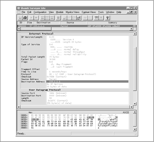 A simple UDP datagram sent to a multicast address