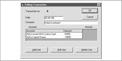 Transaction editing dialog