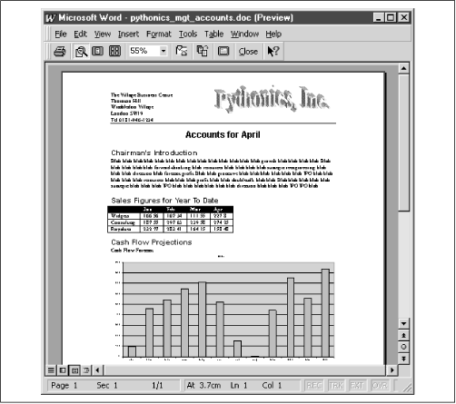 The finished document