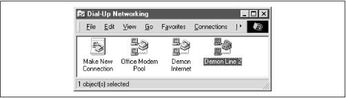 Dial-Up Networking folder in Windows 98