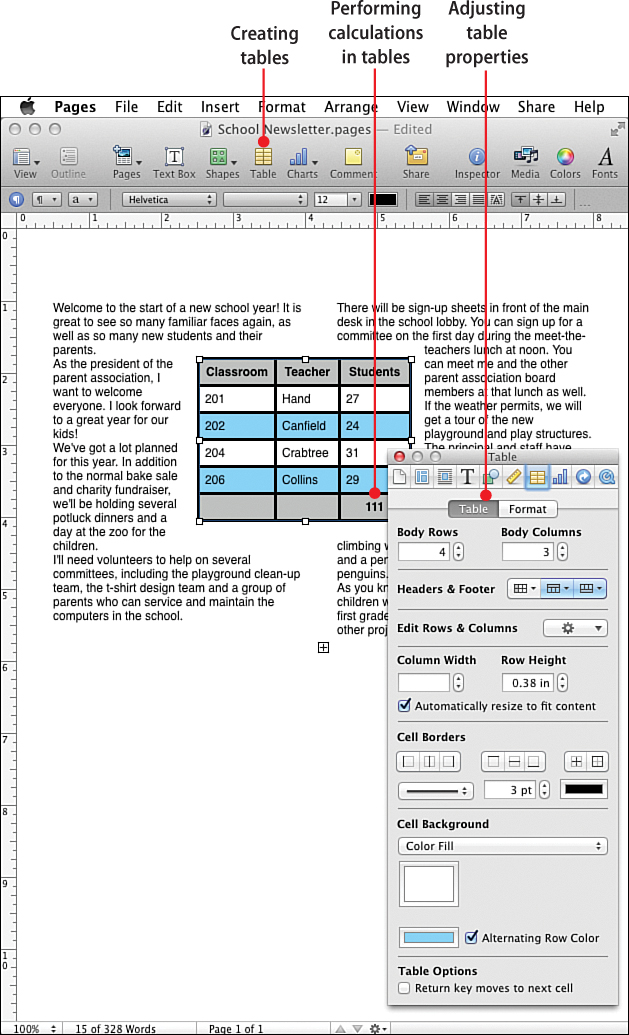 10. Creating Tables - My Pages® (for Mac) [Book]