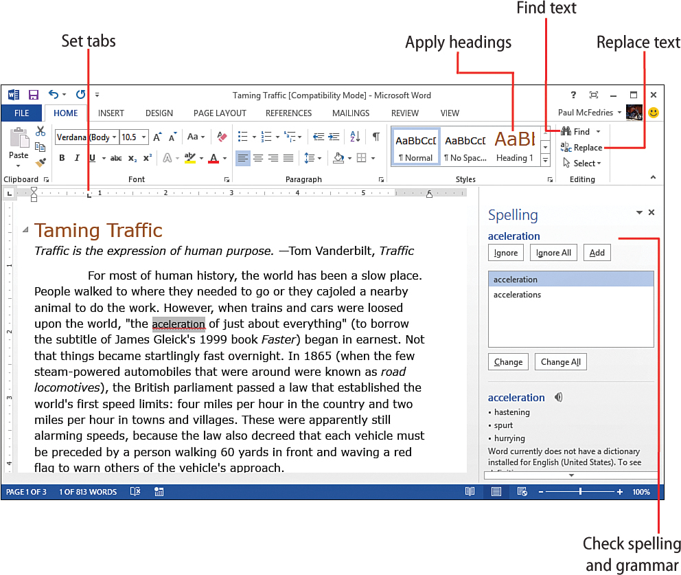 4. Working with Text in Word - My Office 2013 RT [Book]