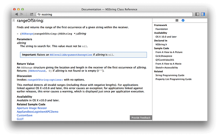 Details for NSString