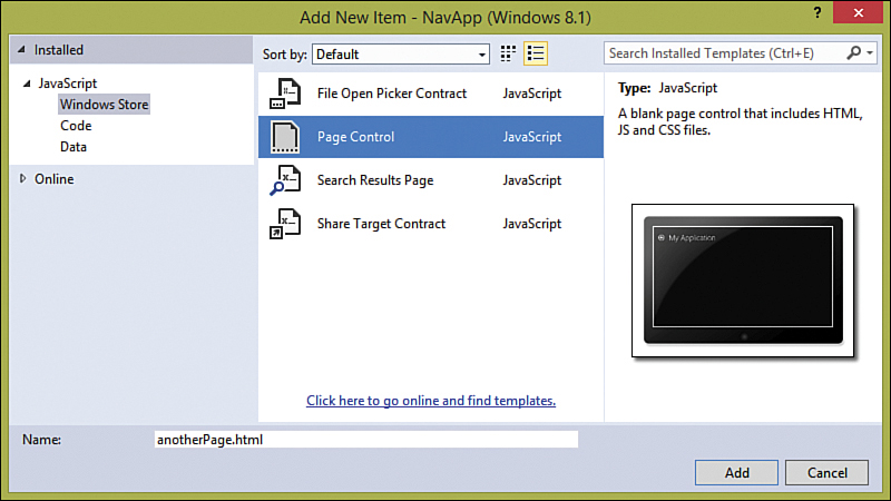Adding New Page Controls to a Navigation App - Windows® 8.1 Apps with ...