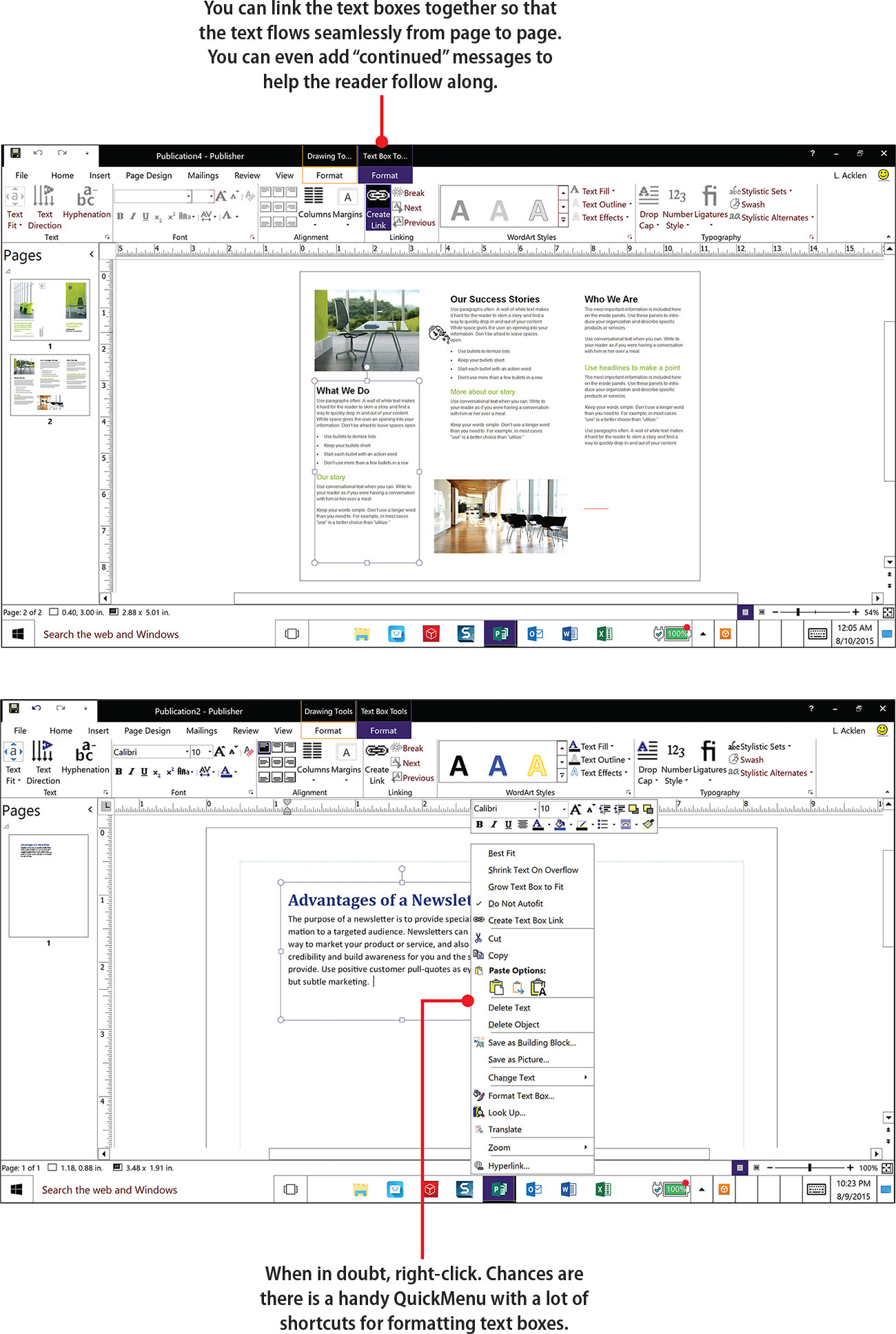 4. Adding Text Boxes - My Publisher 2016 [Book]