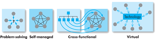 An illustration shows four types of teams in Organizations, with a specific diagram to represent each type of team.