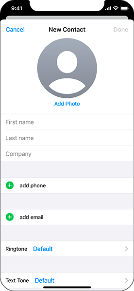 Creating a new contact
