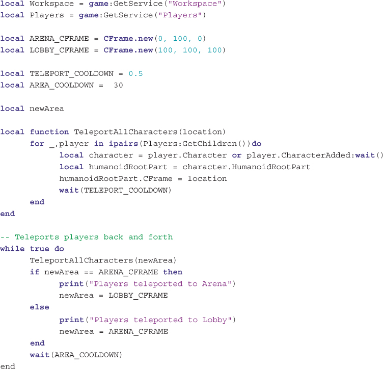 Code Snippets - Roblox Game Development in 24 Hours: The Official ...