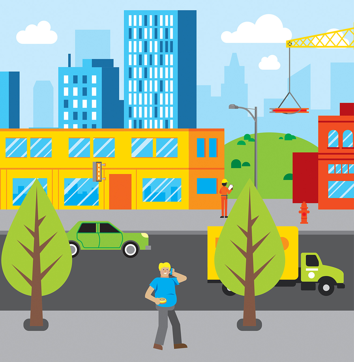 The image shows a busy road.