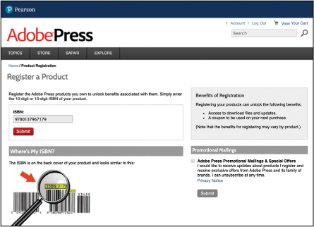 A screenshot presents the adobe press website page.