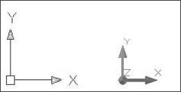 The UCS icon shows the direction of the X and Y axes. If you're in a 3D display, you also see the Z axis.