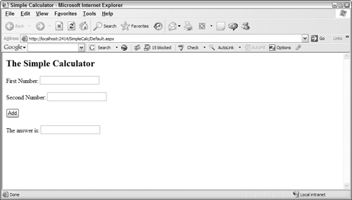 A Simple Calculator program in action.