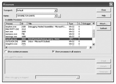 A Processes dialog