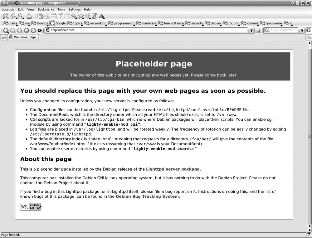 The default Lighttpd page