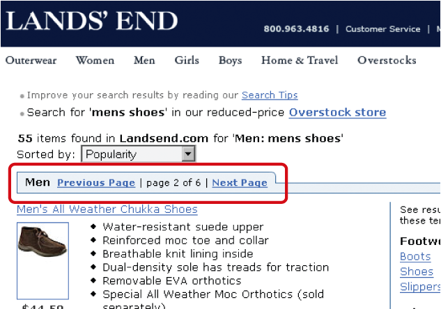 Simple paging on Landsend.com