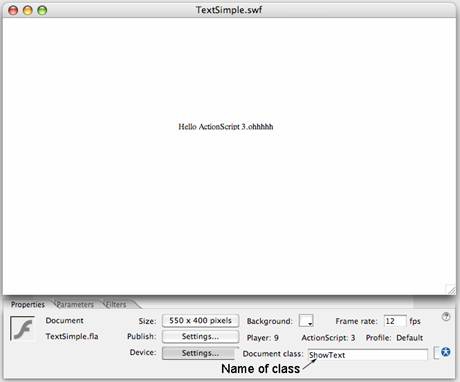 The script is associated with the Flash document through the Document class