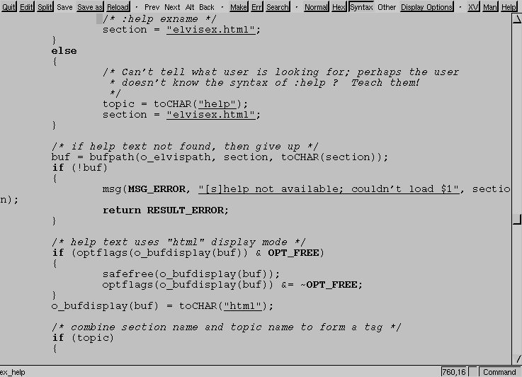 The elvis GUI window