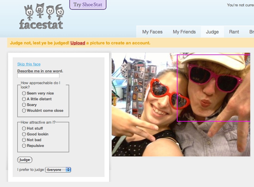 The FaceStat judging interface. (See Color Plate 58.)