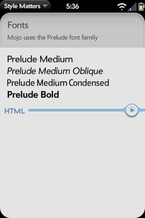 Prelude font family styles