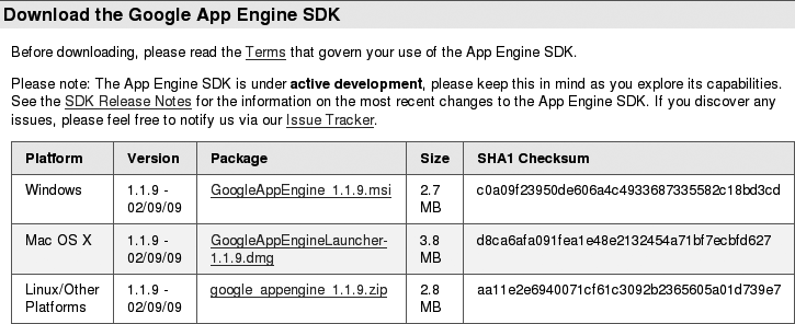 Downloading Google Application Engine