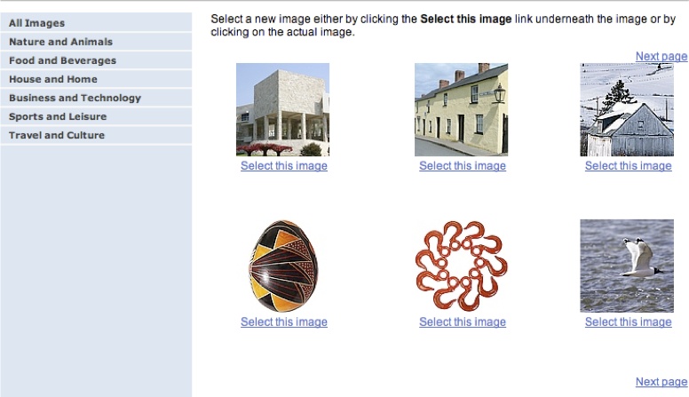 Choosing a SiteKey image